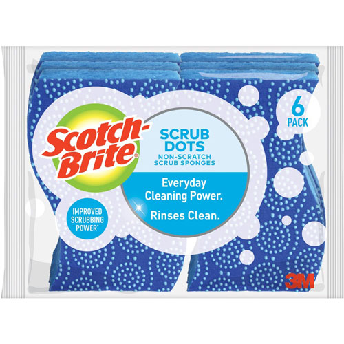 Scotch Brite® Scrub Dots Non-Scratch Sponge, 4.8", x 6.5" x 2.5" Depth, 24/Carton, Blue