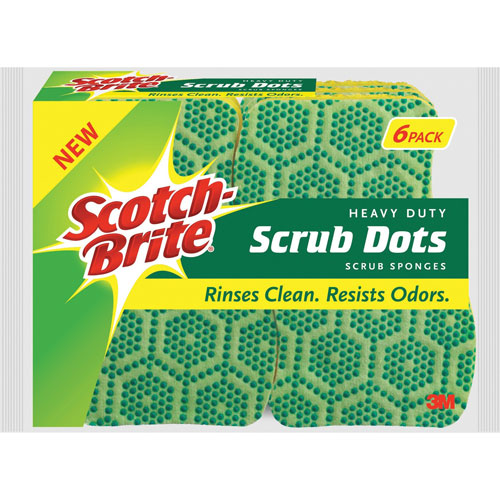 Scotch Brite® Scrub Sponge, Odor-resistant, 6-1/5"Wx4-7/10"Dx2-1/2"H