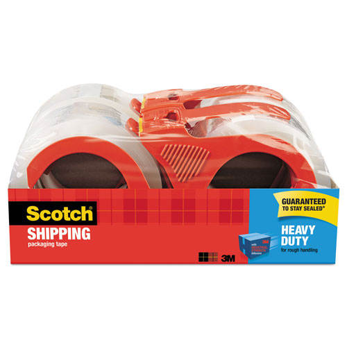 Scotch™ 3850 Heavy-Duty Packaging Tape with Dispenser, 3" Core, 1.88" x 54.6 yds, Clear, 4/Pack