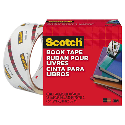Scotch™ Book Tape, 3" Core, 1.5" x 15 yds, Clear
