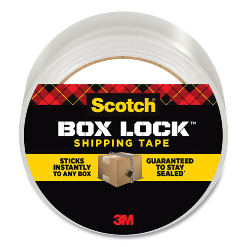 Scotch™ Box Lock Shipping Packaging Tape, 3" Core, 1.88" x 54.6 yds, Clear