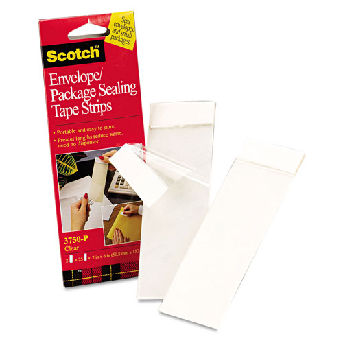 Scotch™ Envelope/Package Sealing Tape Strips, 2" x 6", Clear, 50/Pack