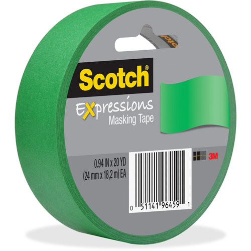 Scotch™ Expressions Masking Tape, .94" x 20 yds, Primary Green