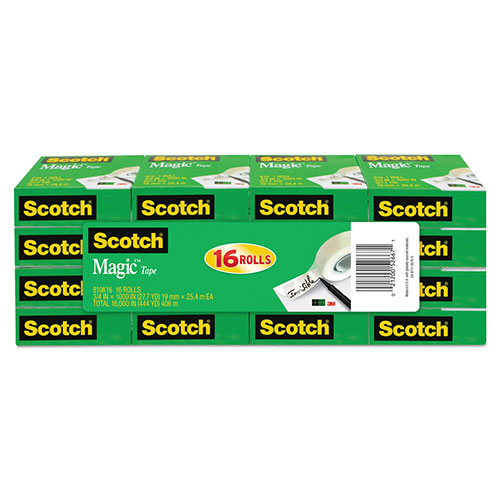 Scotch™ Magic Tape Value Pack, 1" Core, 0.75" x 83.33 ft, Clear, 16/Pack