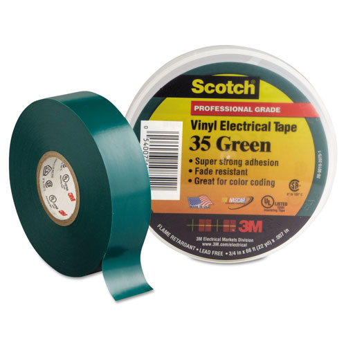 Scotch™ Scotch 35 Vinyl Electrical Color Coding Tape, 3" Core, 0.75" x 66 ft, Green
