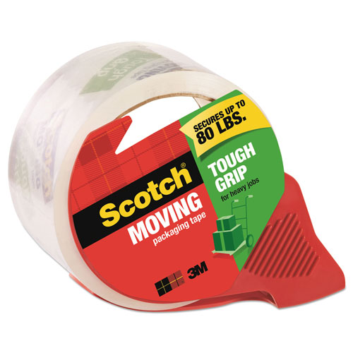 Scotch™ Tough Grip Moving Packaging Tape with Dispenser, 3" Core, 1.88" x 54.6 yds, Clear