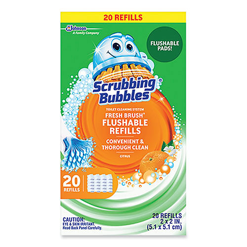 Scrubbing Bubbles Fresh Brush Toilet Cleaning System Refill, Citrus Scent, 20/Pack
