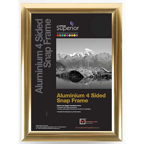 Seco® Mitred Snap Frame - 8.50" x 11" Frame Size - Rectangle - Durable - Aluminum - Gold