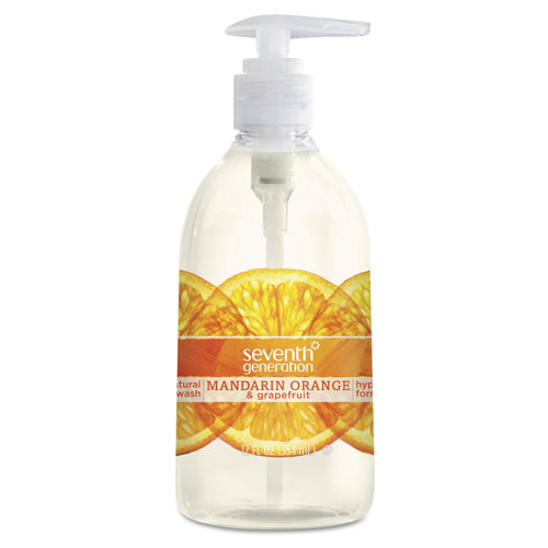 Seventh Generation Natural Hand Wash, Mandarin Orange & Grapefruit, 12 oz Pump Bottle