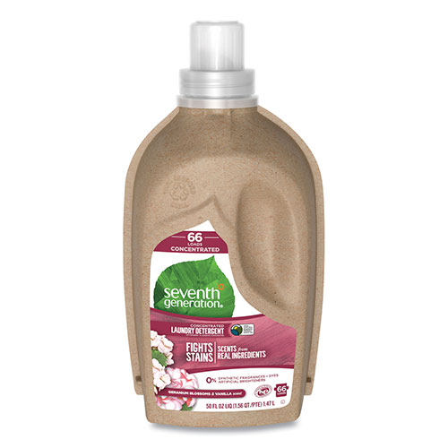 Seventh Generation Natural Liquid Laundry Detergent, Geranium Blossoms and Vanilla, 50 oz Bottle, 6/Carton