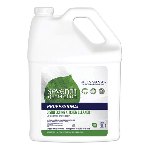 Seventh Generation Professional Disinfecting Kitchen Cleaner, Lemongrass Citrus, 1 gal Bottle, 2 Bottles per Case