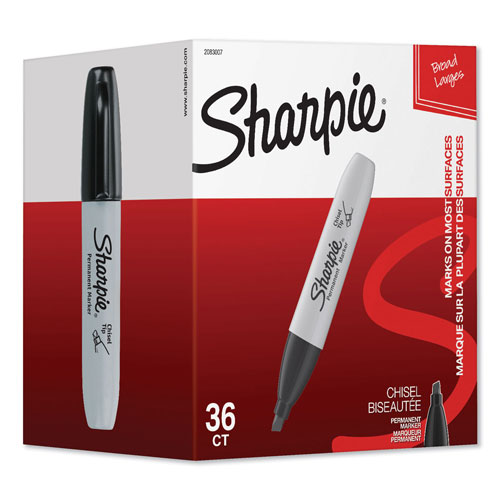 Sharpie® Chisel Tip Permanent Marker, Broad, Black, 36/Pack