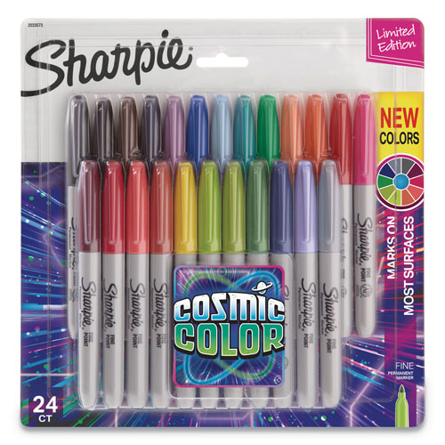Sharpie® Cosmic Color Permanent Markers, Medium Bullet Tip, Assorted Colors, 24/Pack