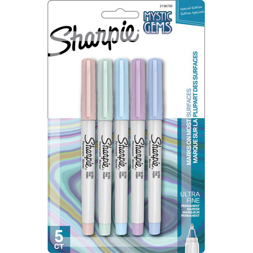 Sharpie® Mystic Gems Permanent Markers - Ultra Fine Marker Point - Multi - 5 / Pack