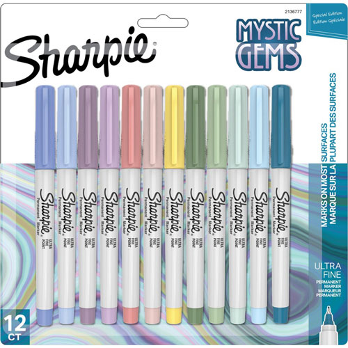 Sharpie® Mystic Gems Permanent Markers - Ultra Fine Marker Point - Multi - 12 / Pack