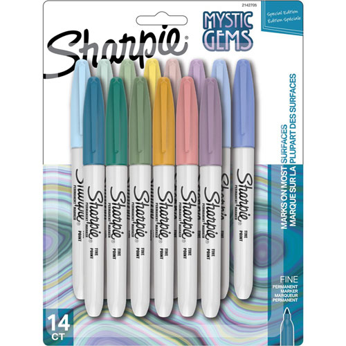 Sharpie® Mystic Gems Permanent Markers - Fine Marker Point - Multi - 14 / Pack