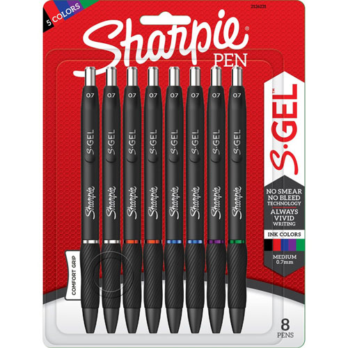 Sharpie® Pen, Gel, 0.7mm Point, 3/5"Wx5-4/5"Lx3/5"H, 8/PK, Assorted