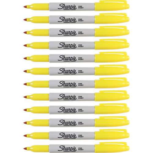 Sharpie® Permanent Marker, Fine Point, 12/BX, Yellow