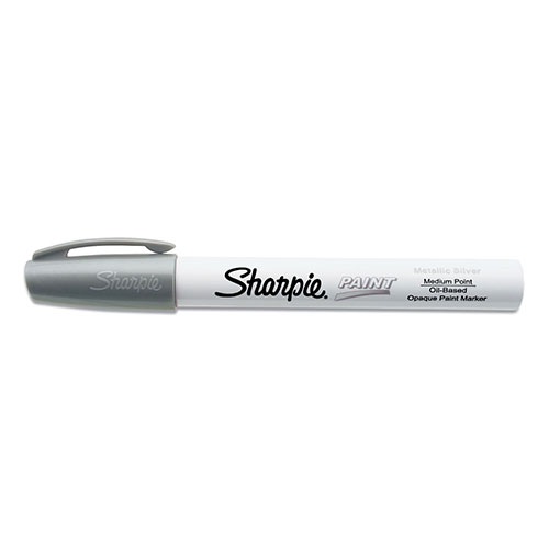 Sharpie® Permanent Paint Marker, Medium Bullet Tip, Silver, Dozen
