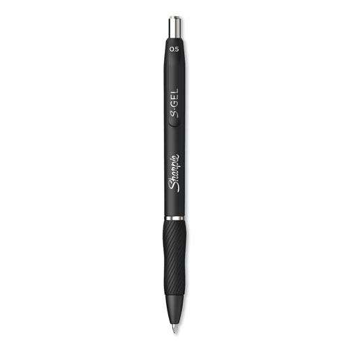 Sharpie® S-Gel Retractable Gel Pen, Fine 0.5 mm, Black Ink, Black Barrel, Dozen