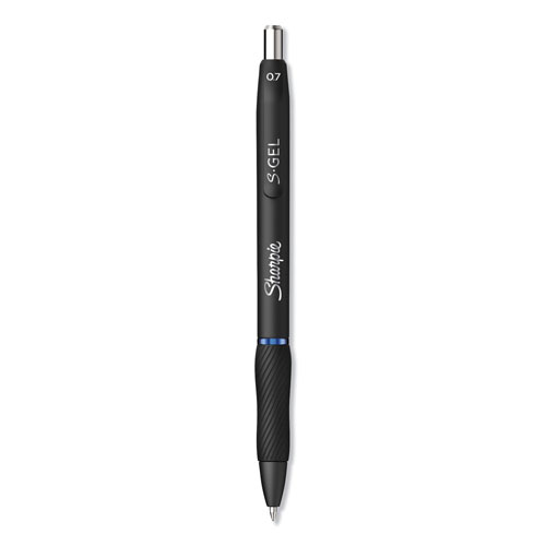 Sharpie® S-Gel Retractable Gel Pen, Medium 0.7 mm, Blue Ink, Black Barrel, Dozen