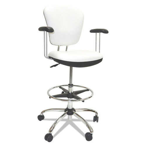 ShopSol Lab and Healthcare Seating, 28" Seat Height, Supports up to 300 lbs., White Seat/White Back, Chrome Base