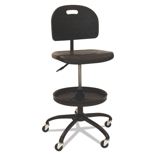 ShopSol Workbench Shop Chair, 28.5" Seat Height, Supports up to 300 lbs., Black Seat/Black Back, Black Base