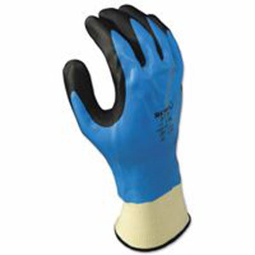 Showa Foam Grip 377 Nitrile-Coated Gloves, L, Blue/Black