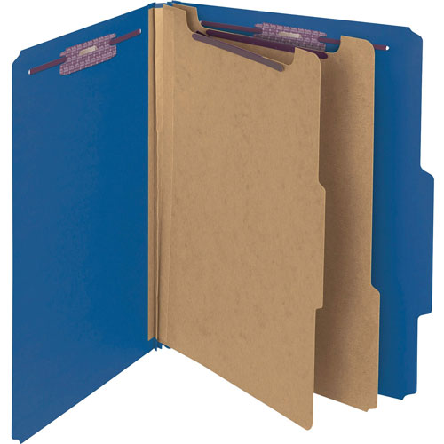 Smead 14200 Classification Folder, Letter, 2/5" Roc, 2 Dividers, Dark Blue