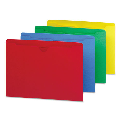 Smead Colored File Jackets with Reinforced Double-Ply Tab, Straight Tab, Letter Size, Assorted Colors, 100/Box