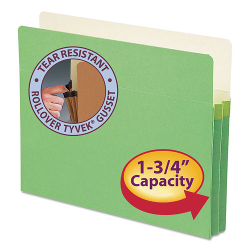 Smead Colored File Pockets, 1.75" Expansion, Letter Size, Green