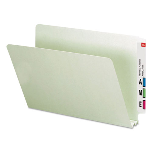Smead Extra-Heavy Recycled Pressboard End Tab Folders, Straight Tab, 2" Expansion, Legal Size, Gray-Green, 25/Box