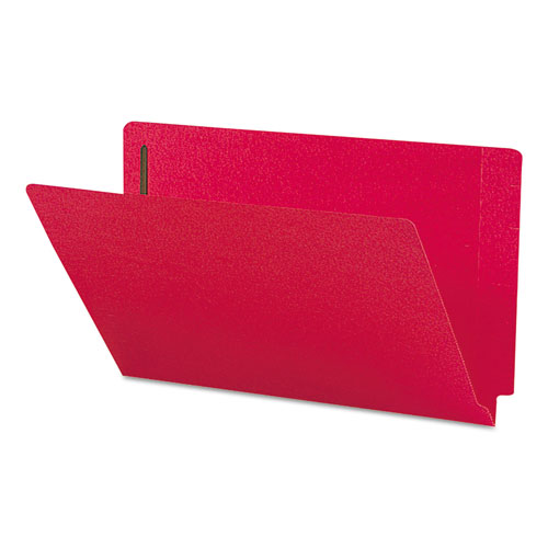 Smead Heavyweight Colored End Tab Folders with Two Fasteners, Straight Tab, Legal Size, Red, 50/Box