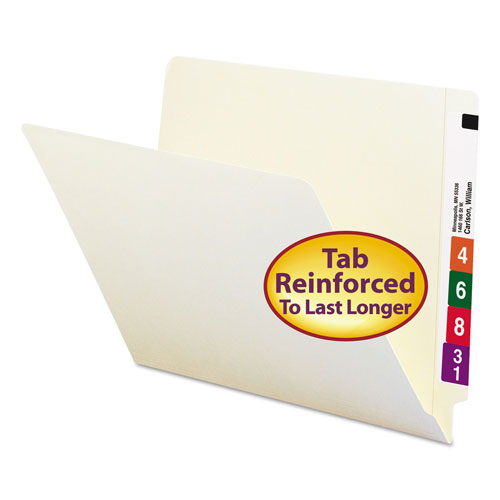 Smead Heavyweight Manila End Tab Folders, 9" Front, Straight Tab, Letter Size, 100/Box