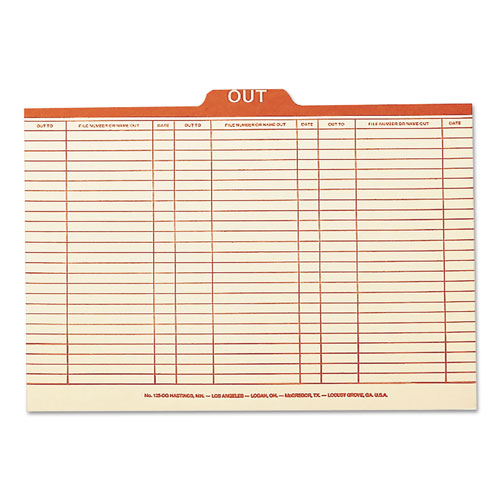 Smead Manila Out Guides, Printed Form Style, 1/5-Cut Top Tab, Out, 8.5 x 14, Manila, 100/Box