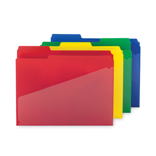 Smead Poly Colored File Folders With Slash Pocket, 1/3-Cut Tabs: Assorted, Letter Size, 0.75" Expansion, Assorted Colors, 24/Pack