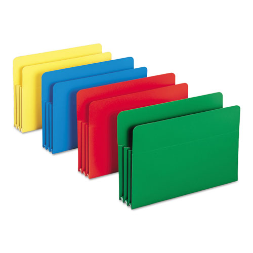 Smead Poly Drop Front File Pockets, 3.5" Expansion, 4 Sections, Legal Size, Assorted, 4/Box