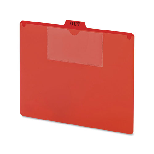 Smead Poly Out Guide, Two-Pocket Style, 1/5-Cut Top Tab, Out, 8.5 x 11, Red, 50/Box