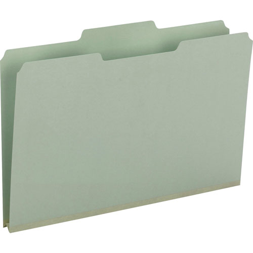 Smead Pressboard File Folders, Top Tab, Legal, 1/3 Cut, Gray Green, 25/Box