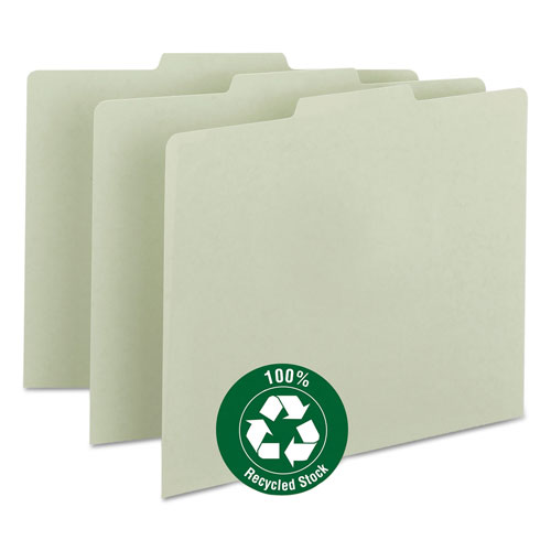 Smead Recycled Blank Top Tab File Guides, 1/3-Cut Top Tab, Blank, 8.5 x 11, Green, 100/Box