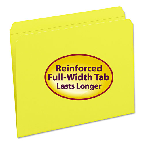 Smead Reinforced Top Tab Colored File Folders, Straight Tab, Letter Size, Yellow, 100/Box