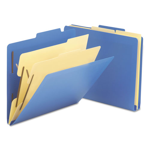 Smead Six-Section Poly Classification Folders, 2 Dividers, Letter Size, Blue, 10/Box