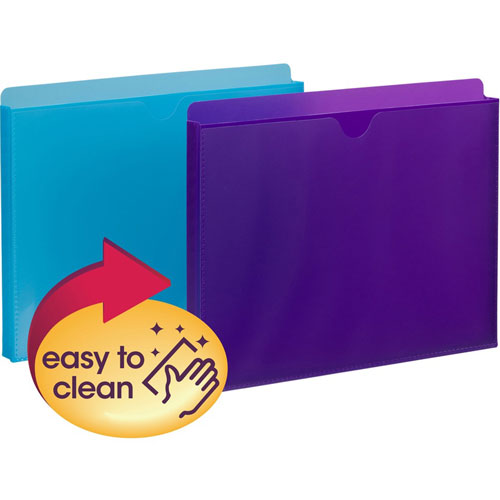 Smead Straight Tab Cut Letter File Jacket, 8 1/2" x 11", 1" Expansion, Poly, Purple, Teal, 2/Pack