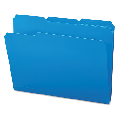 Smead Top Tab Poly Colored File Folders, 1/3-Cut Tabs, Letter Size, Blue, 24/Box