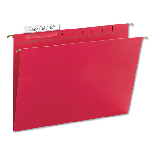 Smead TUFF Hanging Folders with Easy Slide Tab, Letter Size, 1/3-Cut Tab, Red, 18/Box