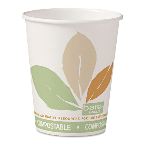 Solo Bare by Solo Eco-Forward PLA Paper Hot Cups, 10oz, Leaf Design,50/Bag,20 Bags/Ct