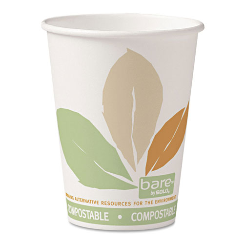 Solo Bare by Solo Eco-Forward PLA Paper Hot Cups, 12oz,Leaf Design,50/Bag,20 Bags/Ct