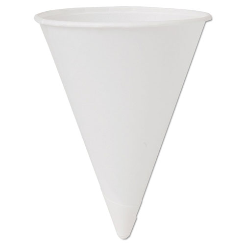 Solo Cone Water Cups, Cold, Paper, 4oz, White, 200/Bag, 25 Bags/Carton
