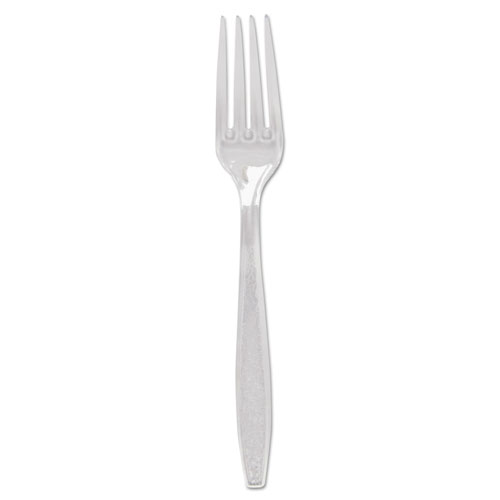 Solo Guildware Heavyweight Plastic Cutlery, Forks, Clear, 1000/Carton