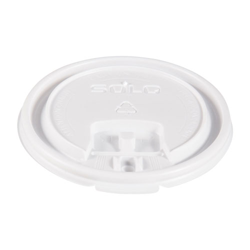 Solo Lift Back and Lock Tab Cup Lids, for 10oz Cups, White, 100/Sleeve, 20 Sleeves/CT